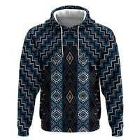 New Zealand Aotearoa Hoodie Blue Poutama With Taniko Pattern LT05 Pullover Hoodie Blue - Polynesian Pride