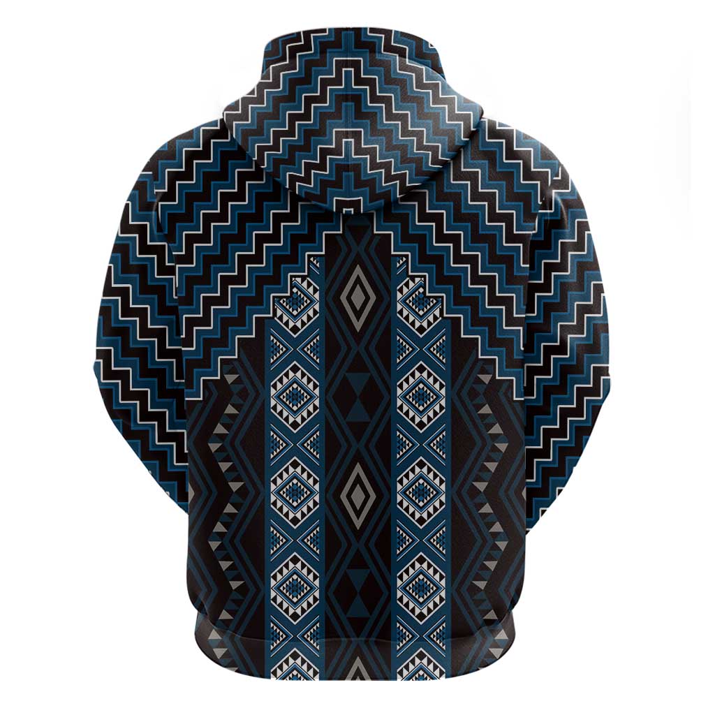 New Zealand Aotearoa Hoodie Blue Poutama With Taniko Pattern LT05 - Polynesian Pride