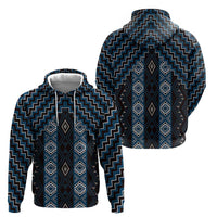 New Zealand Aotearoa Hoodie Blue Poutama With Taniko Pattern LT05 - Polynesian Pride