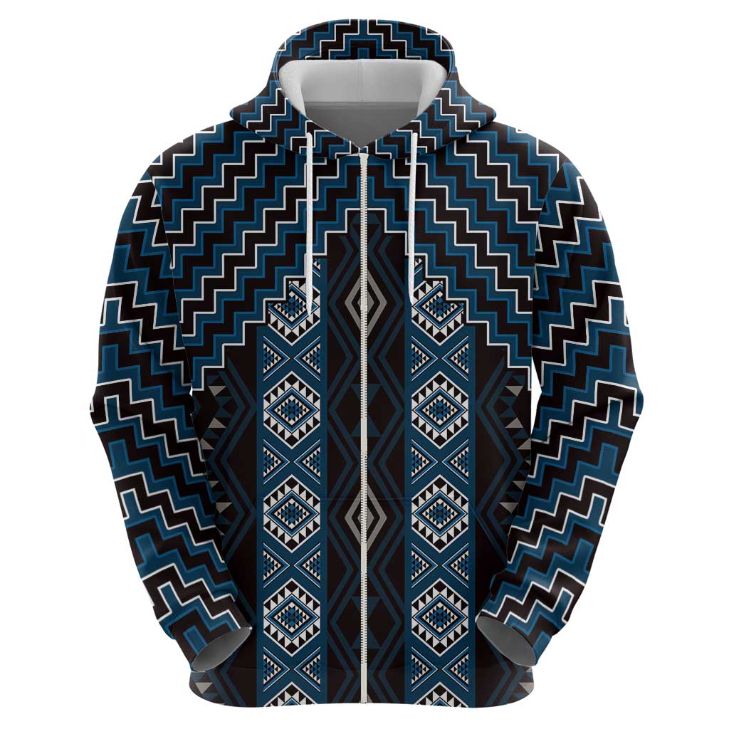 New Zealand Aotearoa Hoodie Blue Poutama With Taniko Pattern LT05 - Polynesian Pride