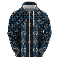 New Zealand Aotearoa Hoodie Blue Poutama With Taniko Pattern LT05 - Polynesian Pride