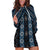 New Zealand Aotearoa Hoodie Dress Blue Poutama With Taniko Pattern LT05