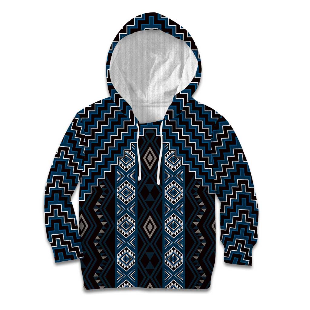 New Zealand Aotearoa Kid Hoodie Blue Poutama With Taniko Pattern LT05 Hoodie Blue - Polynesian Pride