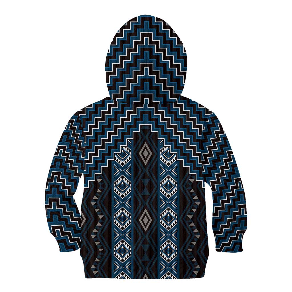 New Zealand Aotearoa Kid Hoodie Blue Poutama With Taniko Pattern LT05 - Polynesian Pride
