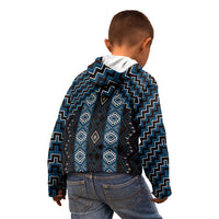 New Zealand Aotearoa Kid Hoodie Blue Poutama With Taniko Pattern LT05 - Polynesian Pride