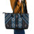 New Zealand Aotearoa Leather Tote Bag Blue Poutama With Taniko Pattern LT05