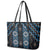 New Zealand Aotearoa Leather Tote Bag Blue Poutama With Taniko Pattern LT05