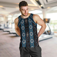 New Zealand Aotearoa Men Tank Top Blue Poutama With Taniko Pattern LT05 Blue - Polynesian Pride