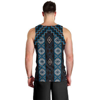 New Zealand Aotearoa Men Tank Top Blue Poutama With Taniko Pattern LT05 - Polynesian Pride