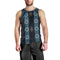 New Zealand Aotearoa Men Tank Top Blue Poutama With Taniko Pattern LT05 - Polynesian Pride