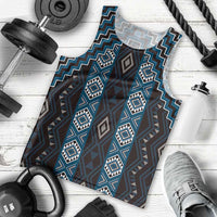 New Zealand Aotearoa Men Tank Top Blue Poutama With Taniko Pattern LT05 - Polynesian Pride