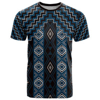 New Zealand Aotearoa T Shirt Blue Poutama With Taniko Pattern LT05 Blue - Polynesian Pride