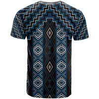 New Zealand Aotearoa T Shirt Blue Poutama With Taniko Pattern LT05 - Polynesian Pride