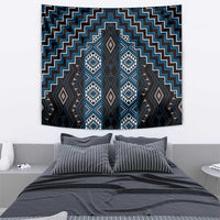 New Zealand Aotearoa Tapestry Blue Poutama With Taniko Pattern LT05 - Polynesian Pride