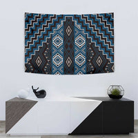 New Zealand Aotearoa Tapestry Blue Poutama With Taniko Pattern LT05 - Polynesian Pride