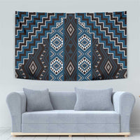 New Zealand Aotearoa Tapestry Blue Poutama With Taniko Pattern LT05 - Polynesian Pride