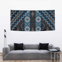 New Zealand Aotearoa Tapestry Blue Poutama With Taniko Pattern LT05 - Polynesian Pride