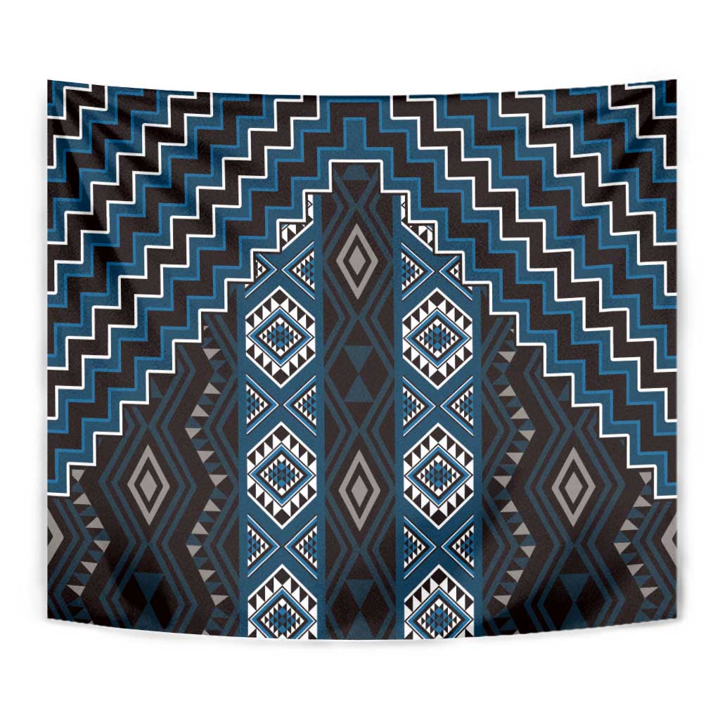 New Zealand Aotearoa Tapestry Blue Poutama With Taniko Pattern LT05 - Polynesian Pride