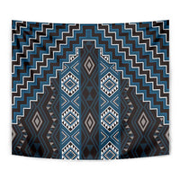 New Zealand Aotearoa Tapestry Blue Poutama With Taniko Pattern LT05 - Polynesian Pride