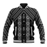 New Zealand Aotearoa Baseball Jacket Black Poutama With Taniko Pattern LT05 Unisex Black - Polynesian Pride