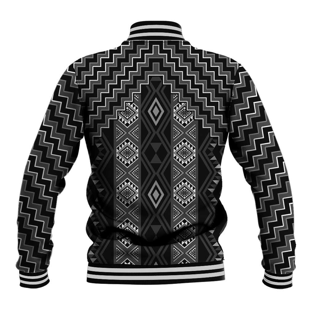 New Zealand Aotearoa Baseball Jacket Black Poutama With Taniko Pattern LT05 - Polynesian Pride