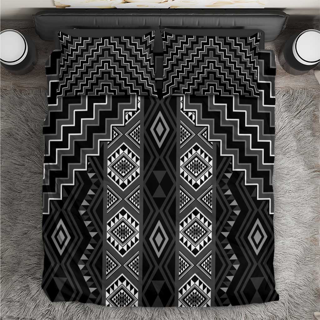 New Zealand Aotearoa Bedding Set Black Poutama With Taniko Pattern LT05 Black - Polynesian Pride