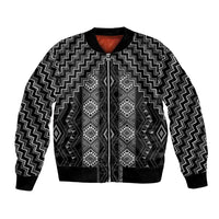 New Zealand Aotearoa Bomber Jacket Black Poutama With Taniko Pattern LT05 Unisex Black - Polynesian Pride