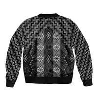 New Zealand Aotearoa Bomber Jacket Black Poutama With Taniko Pattern LT05 - Polynesian Pride