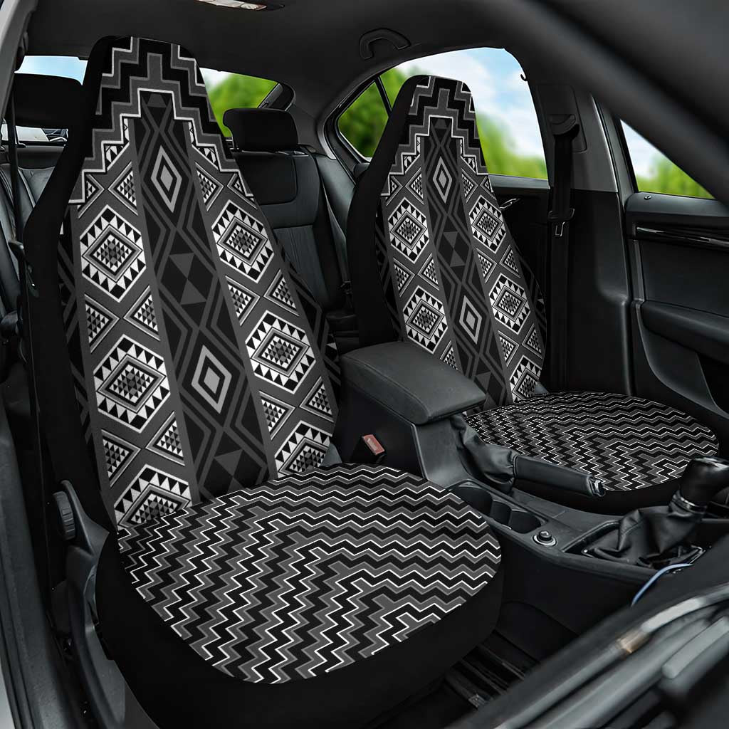 New Zealand Aotearoa Car Seat Cover Black Poutama With Taniko Pattern LT05 One Size Black - Polynesian Pride
