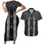 New Zealand Aotearoa Couples Matching Short Sleeve Bodycon Dress and Hawaiian Shirt Black Poutama With Taniko Pattern