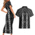 New Zealand Aotearoa Couples Matching Short Sleeve Bodycon Dress and Hawaiian Shirt Black Poutama With Taniko Pattern