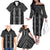 New Zealand Aotearoa Family Matching Off The Shoulder Long Sleeve Dress and Hawaiian Shirt Black Poutama With Taniko Pattern