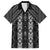 New Zealand Aotearoa Family Matching Off The Shoulder Long Sleeve Dress and Hawaiian Shirt Black Poutama With Taniko Pattern