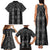 New Zealand Aotearoa Family Matching Tank Maxi Dress and Hawaiian Shirt Black Poutama With Taniko Pattern LT05