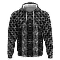 New Zealand Aotearoa Hoodie Black Poutama With Taniko Pattern LT05 Pullover Hoodie Black - Polynesian Pride