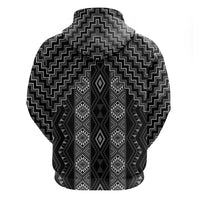 New Zealand Aotearoa Hoodie Black Poutama With Taniko Pattern LT05 - Polynesian Pride