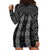 New Zealand Aotearoa Hoodie Dress Black Poutama With Taniko Pattern LT05