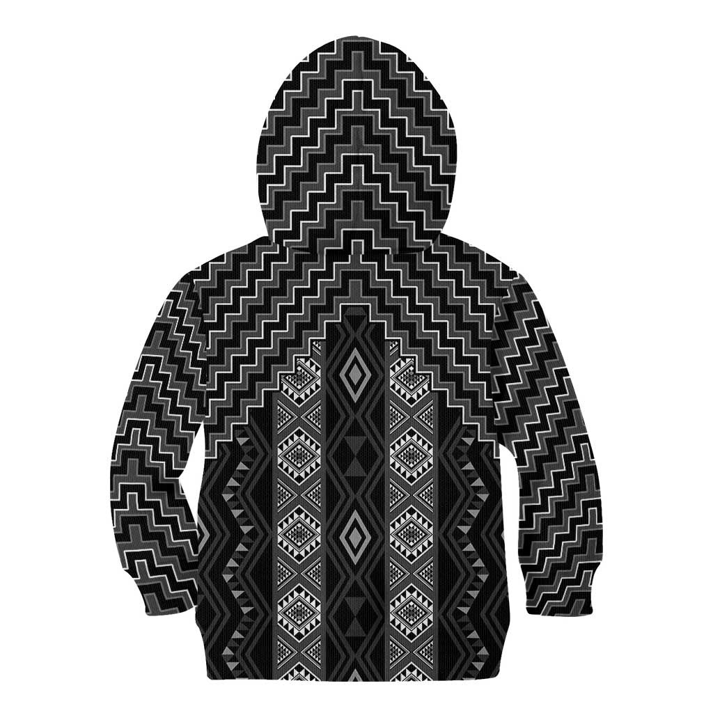 New Zealand Aotearoa Kid Hoodie Black Poutama With Taniko Pattern LT05 - Polynesian Pride