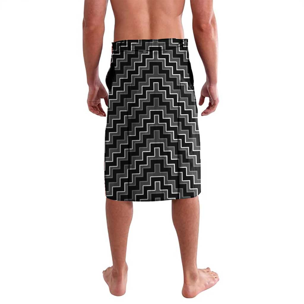 New Zealand Aotearoa Lavalava Black Poutama With Taniko Pattern LT05 - Polynesian Pride