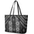 New Zealand Aotearoa Leather Tote Bag Black Poutama With Taniko Pattern LT05