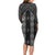 New Zealand Aotearoa Long Sleeve Bodycon Dress Black Poutama With Taniko Pattern LT05