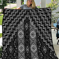 New Zealand Aotearoa Quilt Black Poutama With Taniko Pattern LT05 Black - Polynesian Pride
