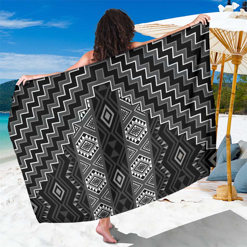 New Zealand Aotearoa Sarong Black Poutama With Taniko Pattern LT05