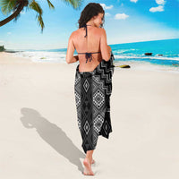 New Zealand Aotearoa Sarong Black Poutama With Taniko Pattern LT05 - Polynesian Pride