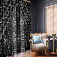 New Zealand Aotearoa Window Curtain Black Poutama With Taniko Pattern LT05 - Polynesian Pride