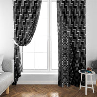 New Zealand Aotearoa Window Curtain Black Poutama With Taniko Pattern LT05 - Polynesian Pride