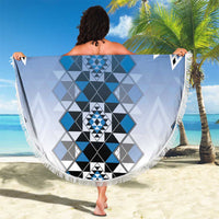 New Zealand Beach Blanket Poutama Mix Blue Taniko Inspired Art LT05 - Polynesian Pride