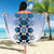 New Zealand Beach Blanket Poutama Mix Blue Taniko Inspired Art LT05