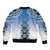 New Zealand Bomber Jacket Poutama Mix Blue Taniko Inspired Art LT05