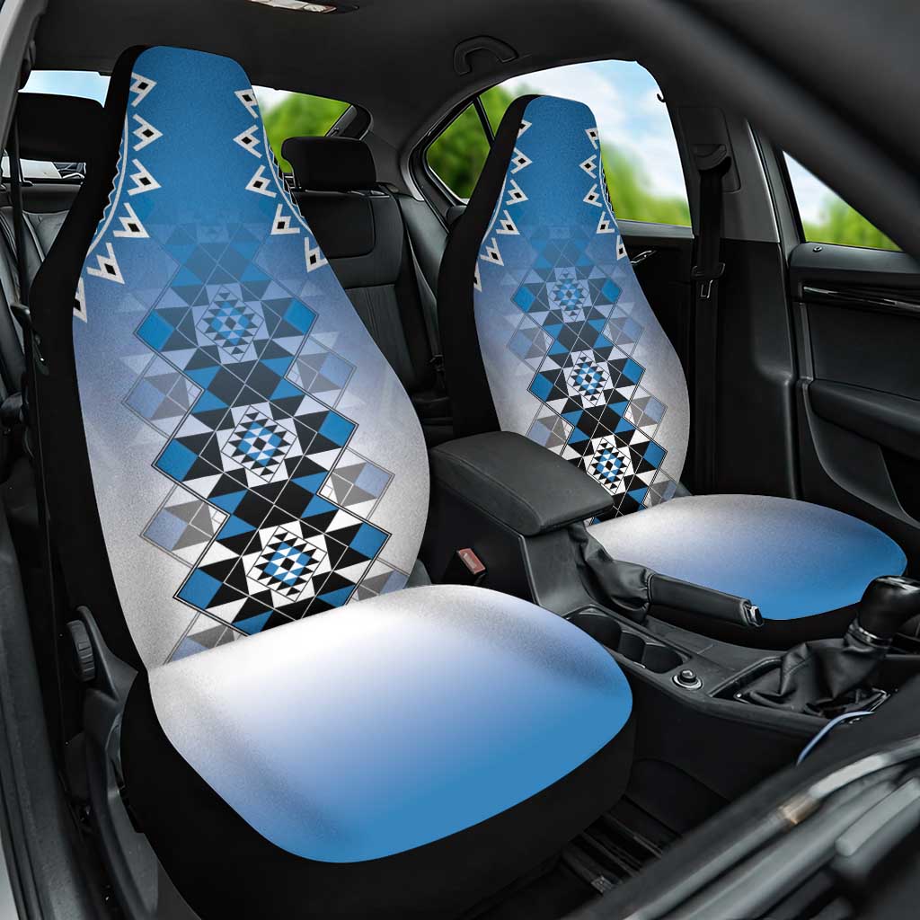 New Zealand Car Seat Cover Poutama Mix Blue Taniko Inspired Art LT05 One Size Blue - Polynesian Pride